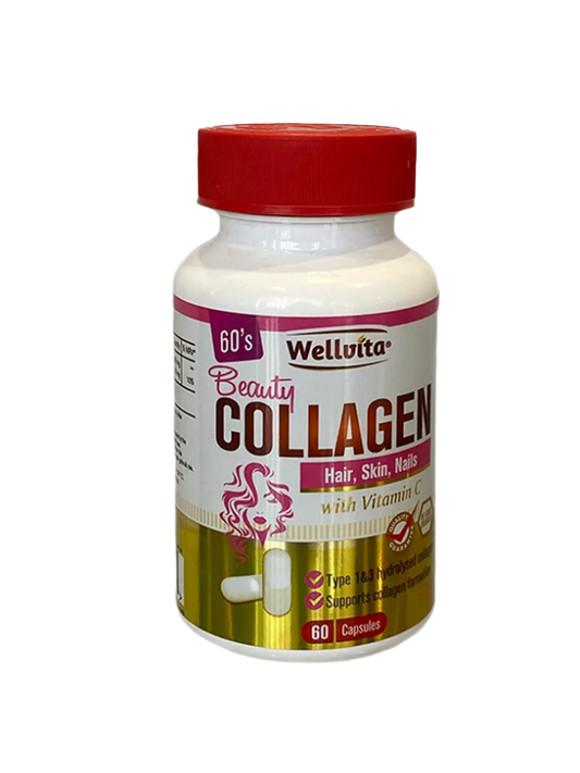 Welvita Collagen Capsules offer a convenient way to supplement your daily collagen intake.