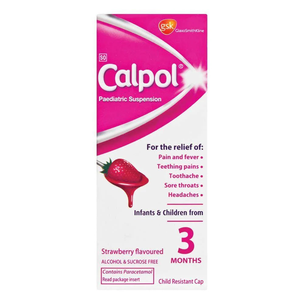 Calpol pead strawberry syrup alcohol free
